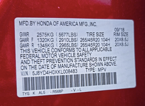 2019 Acura MDX 3.5L Technology Pkg w/A-Spec Pkg SH-AWD