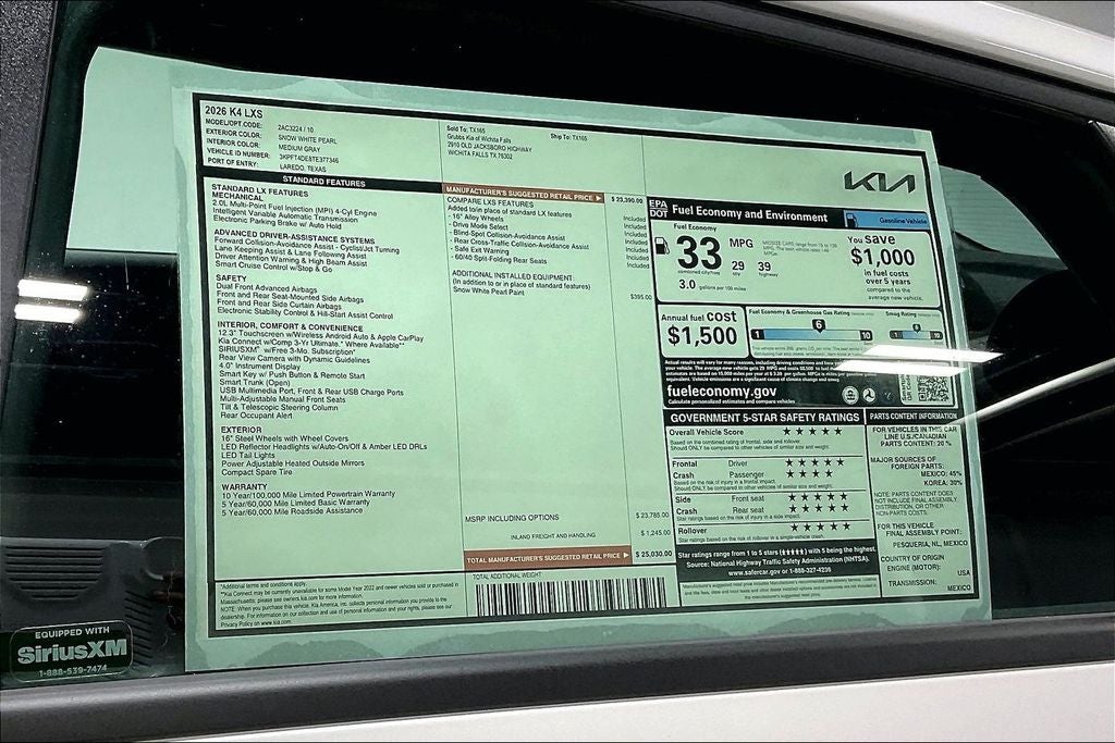 2026 Kia K4 LXS