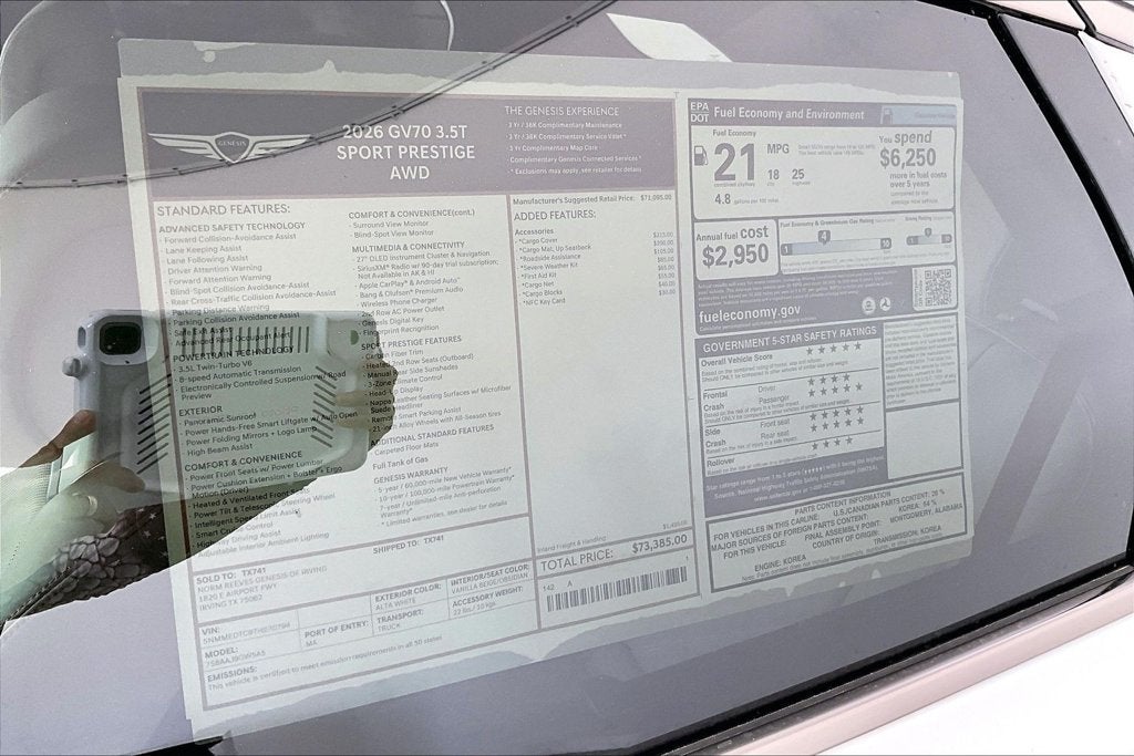 2026 Genesis GV70 3.5T SPORT PRESTIGE