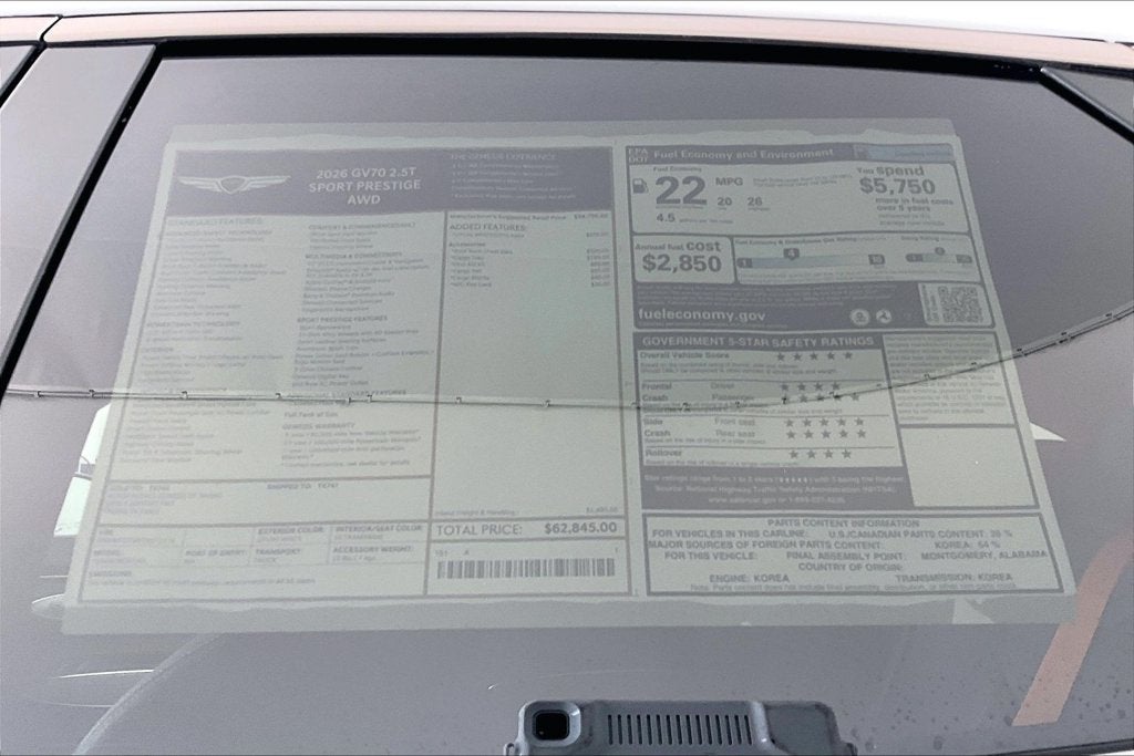 2026 Genesis GV70 2.5T SPORT PRESTIGE