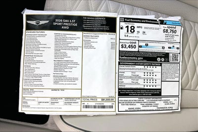 2026 Genesis G80 3.5T SPORT PRESTIGE