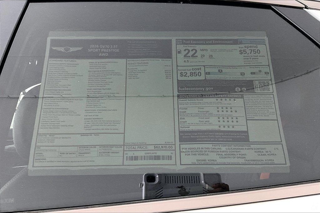 2026 Genesis GV70 2.5T SPORT PRESTIGE